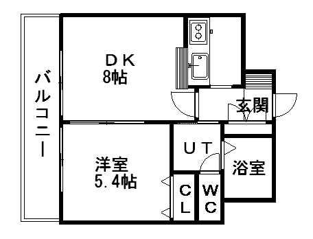 INOVE札幌清田旧ドマーニプレイス(1DK/8階)の間取り写真