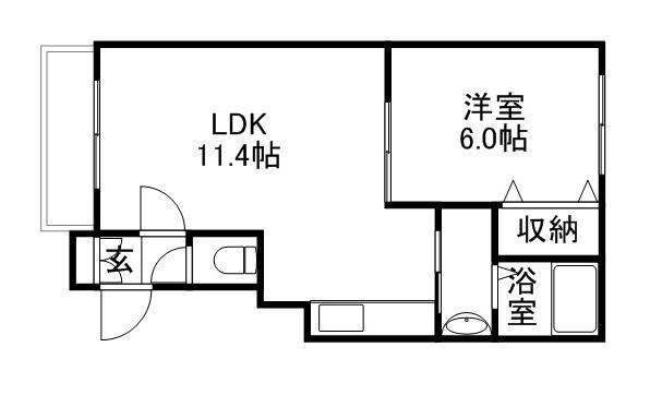平岸壱番館(1LDK/4階)の間取り写真