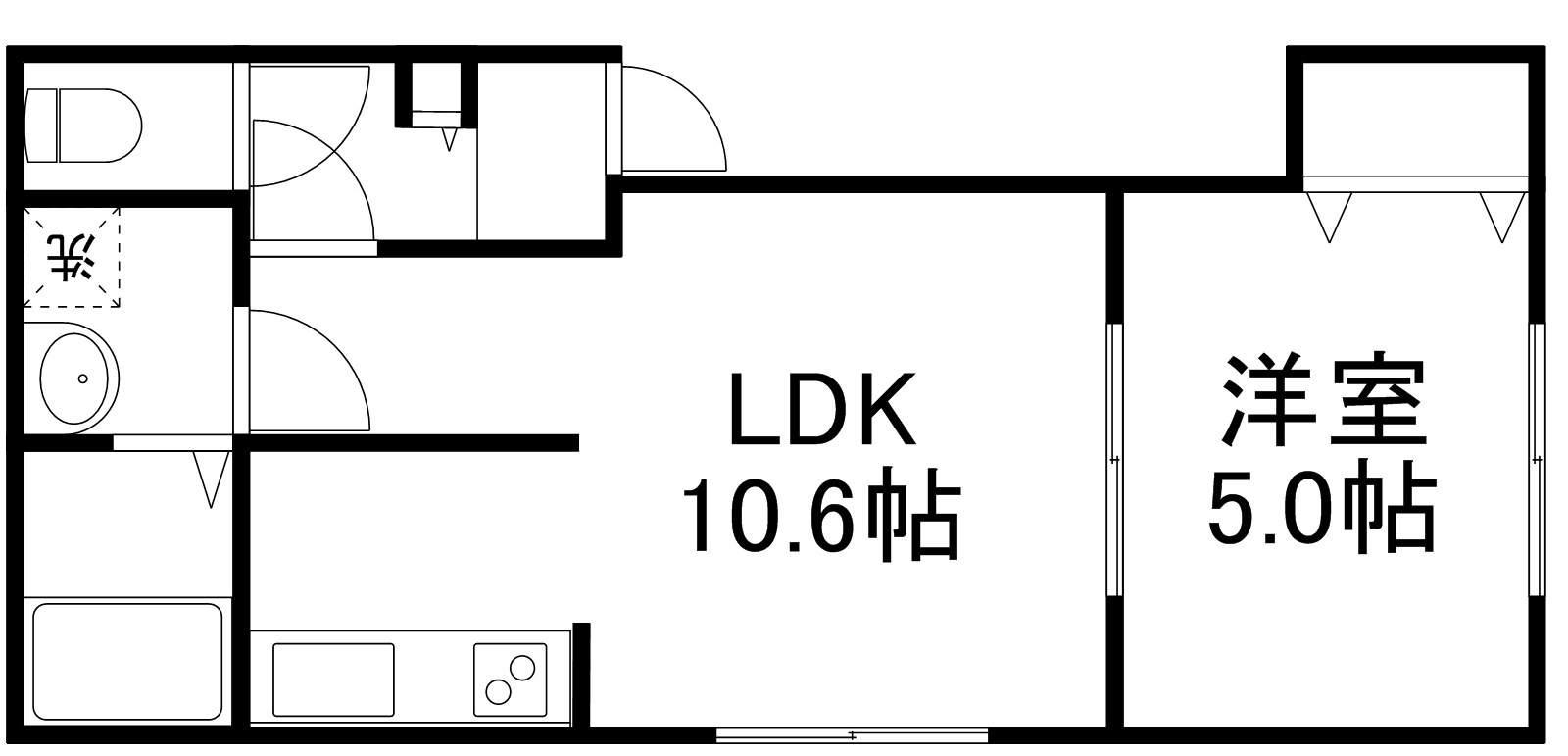 パークアベニュー南郷(1LDK/4階)の間取り写真