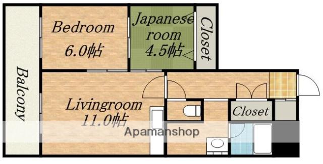 信和リッチ(2LDK/4階)の間取り写真