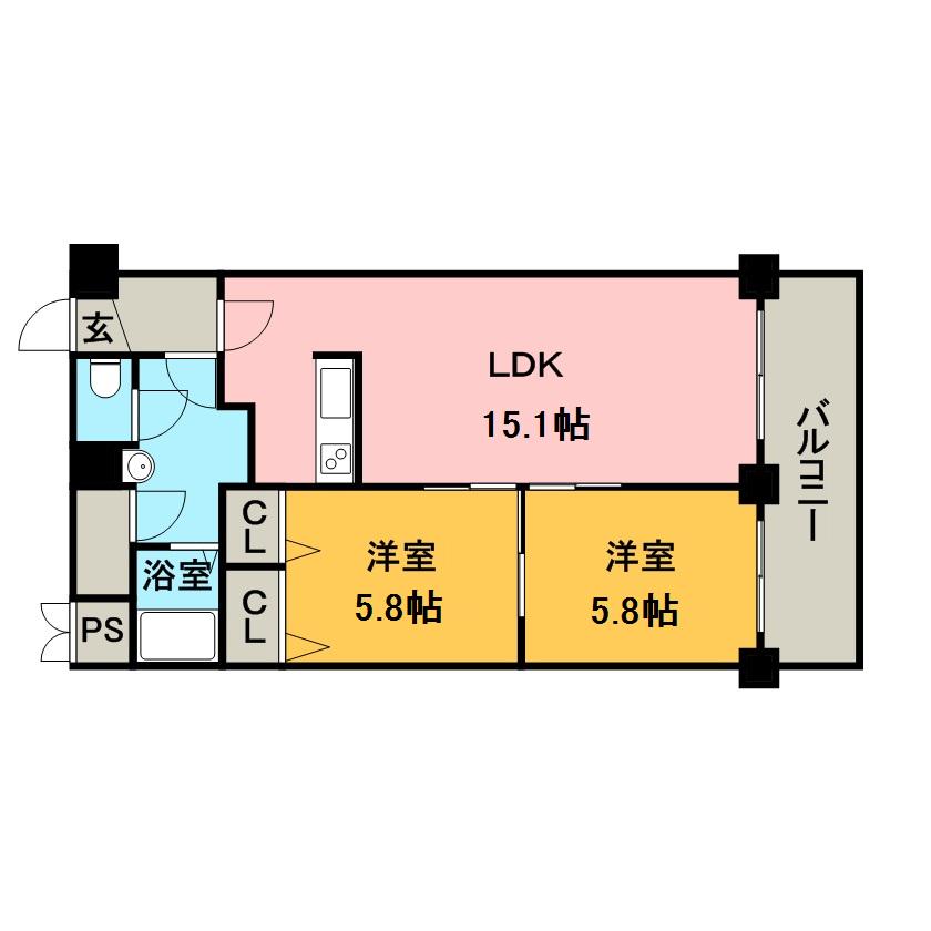 GRAMERCY SAPPORO(2LDK/10階)の間取り写真