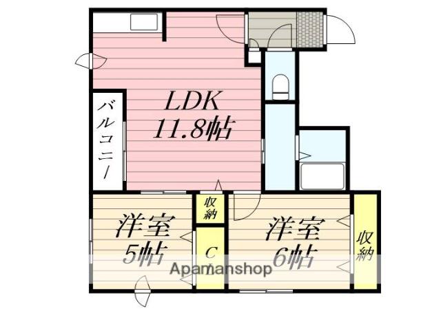 カーム19(2LDK/4階)の間取り写真