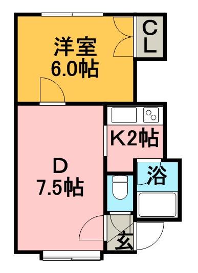 アークヒルズⅡ(1LDK/1階)の間取り写真