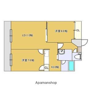 ロックパディ(2LDK/3階)の間取り写真