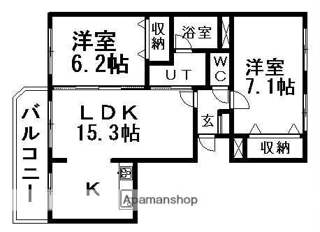 アリエスⅢ(2LDK/10階)の間取り写真