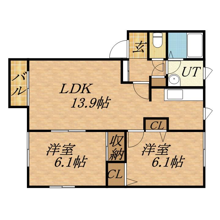 ポート森林公園A(2LDK/1階)の間取り写真