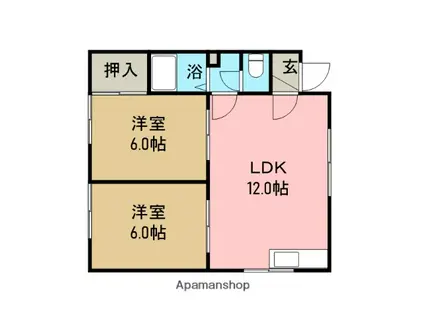 カネ伊コーポ(2LDK/2階)の間取り写真