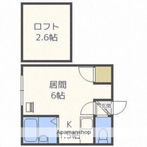 札幌市東西線 南郷１３丁目駅 徒歩6分 2階建 築37年(ワンルーム/2階)の間取り写真