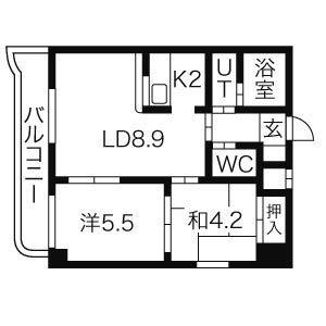 エンドレス三井平和通Ⅰ(2LDK/2階)の間取り写真