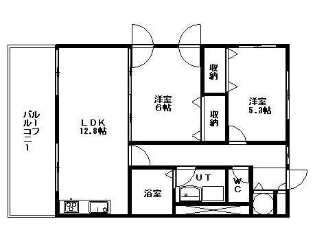 ギブソン236(2LDK/4階)の間取り写真