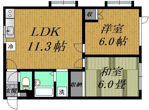 キーウエストハウス月寒(2LDK/2階)の間取り写真