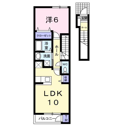 パークアベニュー壱番町(1LDK/2階)の間取り写真
