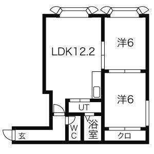 アバカスヴィラ月寒(2LDK/3階)の間取り写真
