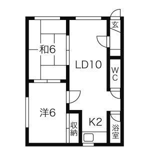 グランドハイツ(2LDK/2階)の間取り写真