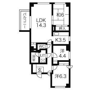 白南ハイツⅡ(3LDK/3階)の間取り写真
