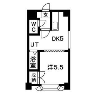 ピュアコート南郷(1DK/3階)の間取り写真