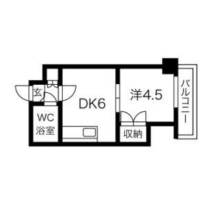 藤井ビル菊水Ⅰ(1DK/4階)の間取り写真