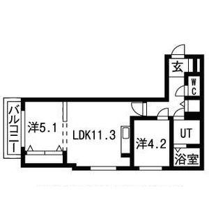 アルファコート平岸2条マンション(2LDK/3階)の間取り写真