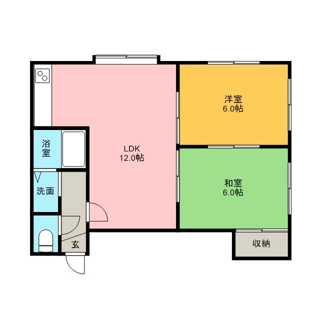 ルミエールスカイB棟(2LDK/1階)の間取り写真