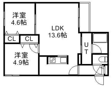ブランシャール栄通FOREST(2LDK/1階)の間取り写真