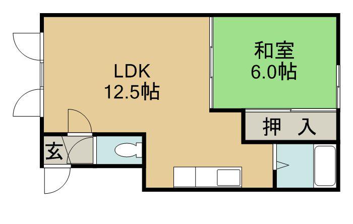 コーエーハイツ(1LDK/2階)の間取り写真