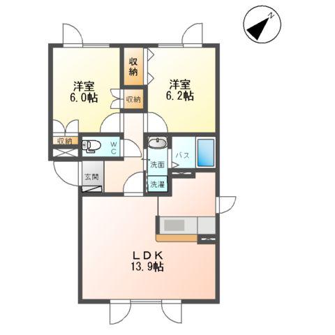 ロジェ福住(2LDK/2階)の間取り写真