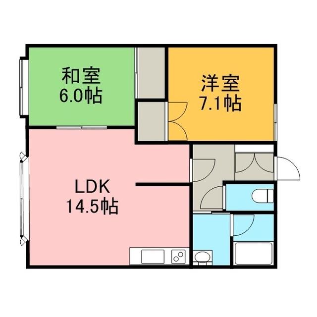 コーポ松本5(2LDK/1階)の間取り写真