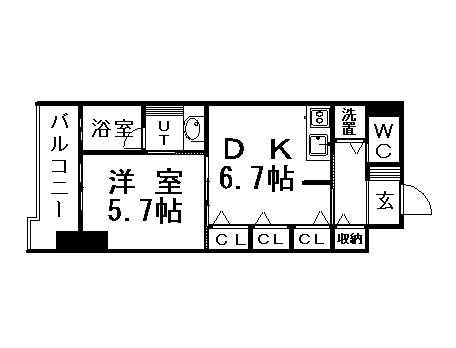 KDXレジデンス菊水四条(1LDK/7階)の間取り写真