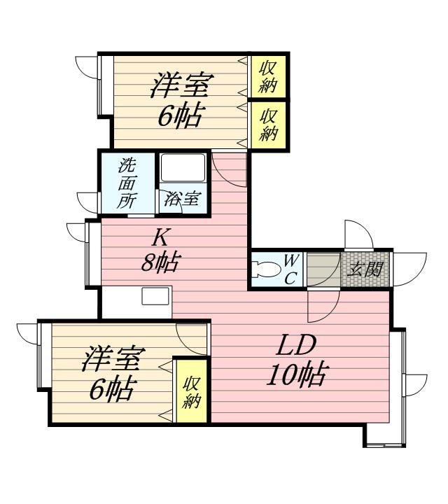 ウエストプラザ5-6A(2LDK/2階)の間取り写真