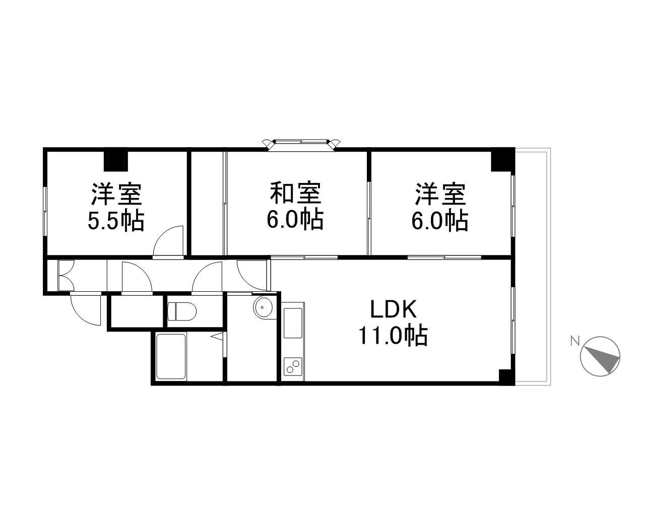 201松井ビル(3DK/5階)の間取り写真