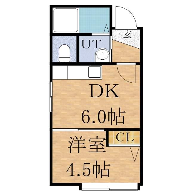 VILLAGE厚別Ⅱ(1DK/2階)の間取り写真