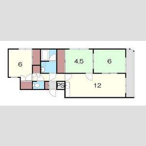 カントリーハイツ(3LDK/1階)の間取り写真