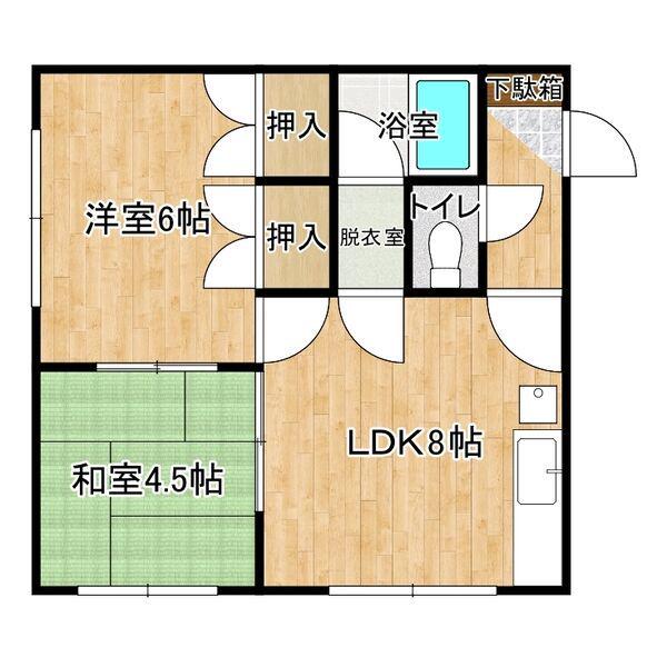 狩野マンション(2DK/2階)の間取り写真