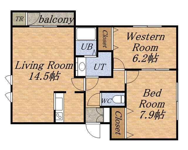 ユイマールハウス(2LDK/4階)の間取り写真