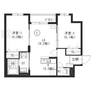 ラグジースペース(2LDK/2階)の間取り写真