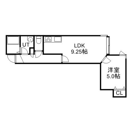 リネール川下(1LDK/1階)の間取り写真