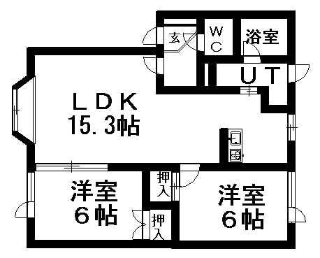 コスモグリーン(2LDK/2階)の間取り写真