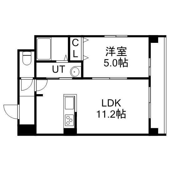 サンコート南郷通(1LDK/3階)の間取り写真