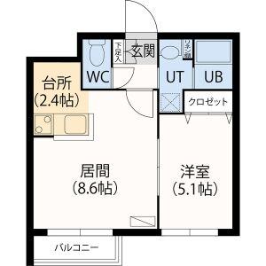 CHOCOLAT(1LDK/4階)の間取り写真
