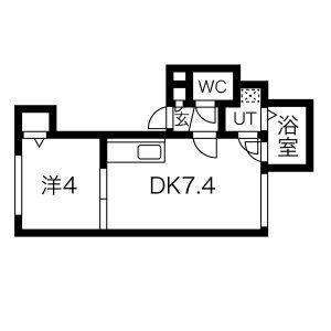 アクアマーレ豊平公園(1DK/2階)の間取り写真