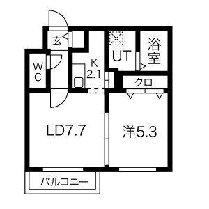 ROSE WOOD NAKANOSHIMA(1LDK/2階)の間取り写真