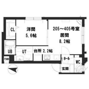 グランミレニアム中の島通(1LDK/3階)の間取り写真
