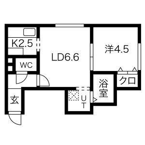 ファルコン17(1DK/2階)の間取り写真