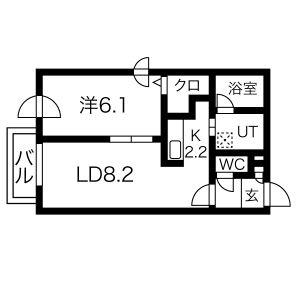 ピクシーガーデン美園(1LDK/4階)の間取り写真