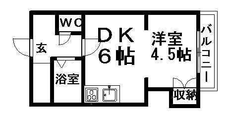 菊水コート(1DK/6階)の間取り写真