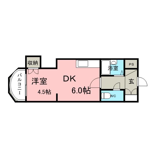 菊水コート(1DK/8階)の間取り写真