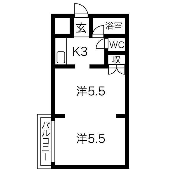 メゾンドゥジュリアン(1DK/4階)の間取り写真