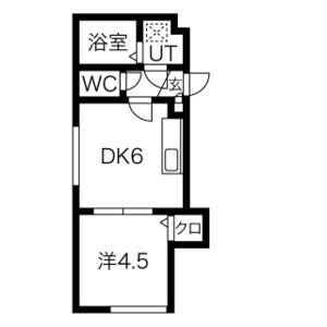 Aフラット学園前(1DK/2階)の間取り写真