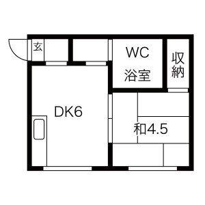 リストワール白石(1DK/2階)の間取り写真