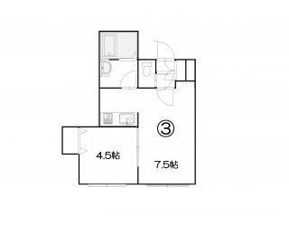 ピースハーモニー南郷A棟(1LDK/2階)の間取り写真